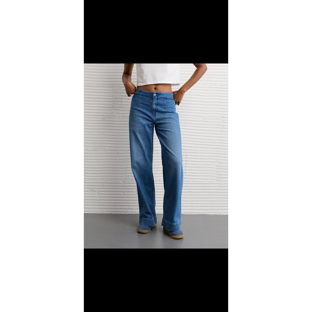 AE Dreamy Drapey Stretch Super High-Waisted Baggy Wide-Leg Jean Sz 14/32 NWT